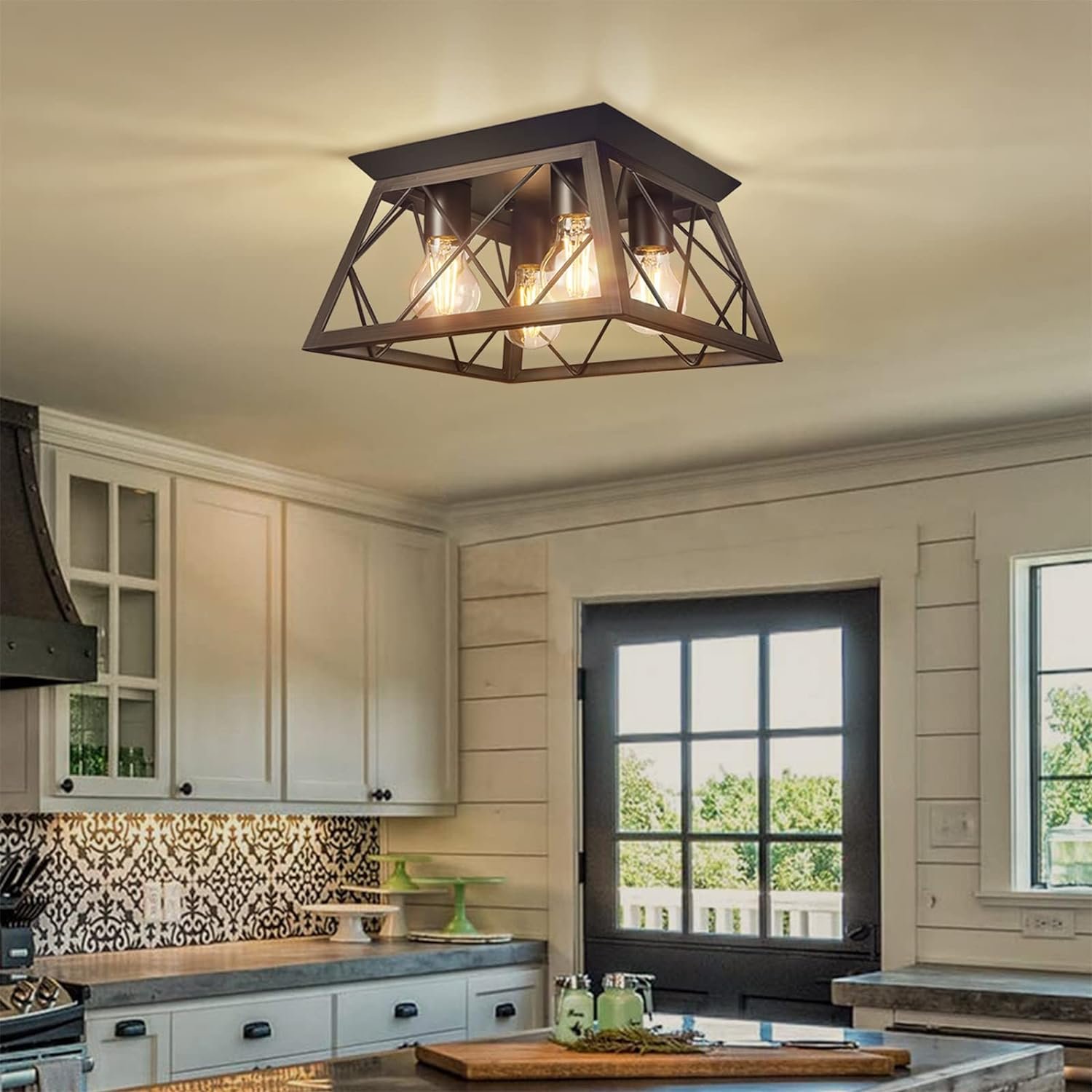 Rustic Flush Mount Ceiling Light Fixtures for Kitchen