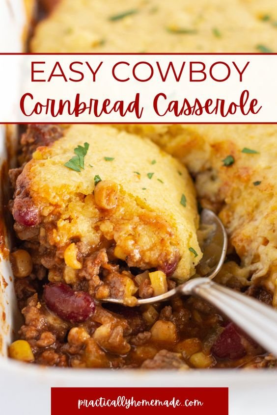 Easy Cowboy Cornbread Casserole | Practically Homemade