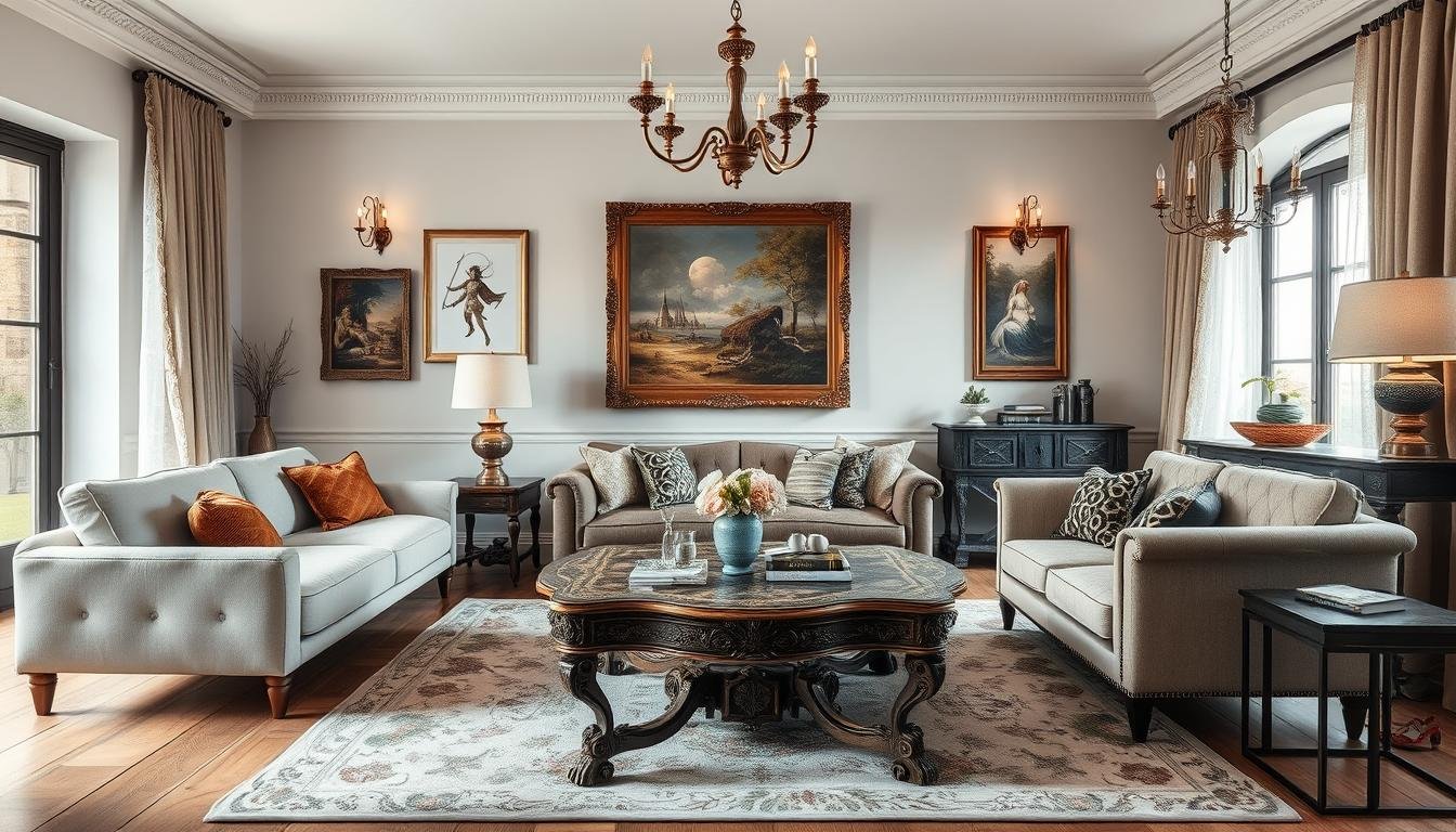 Antique accents in modern space
