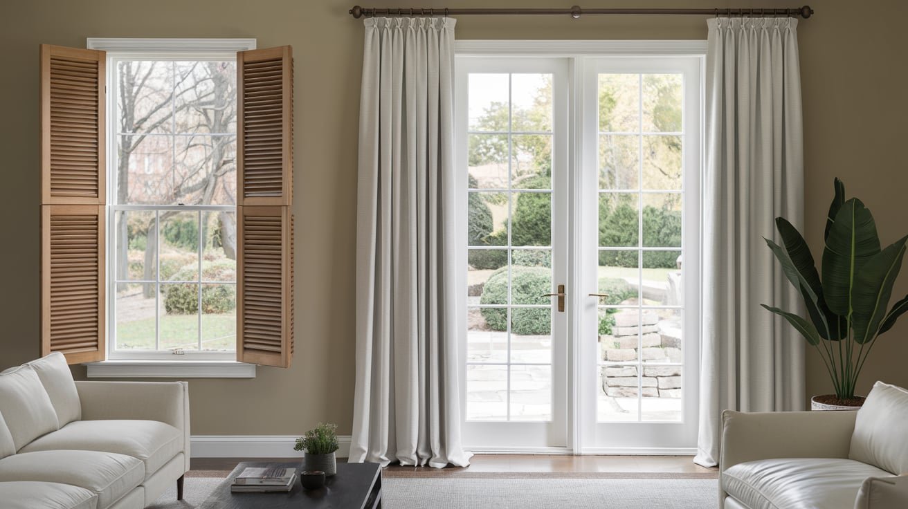 traditional window and french door treatments
