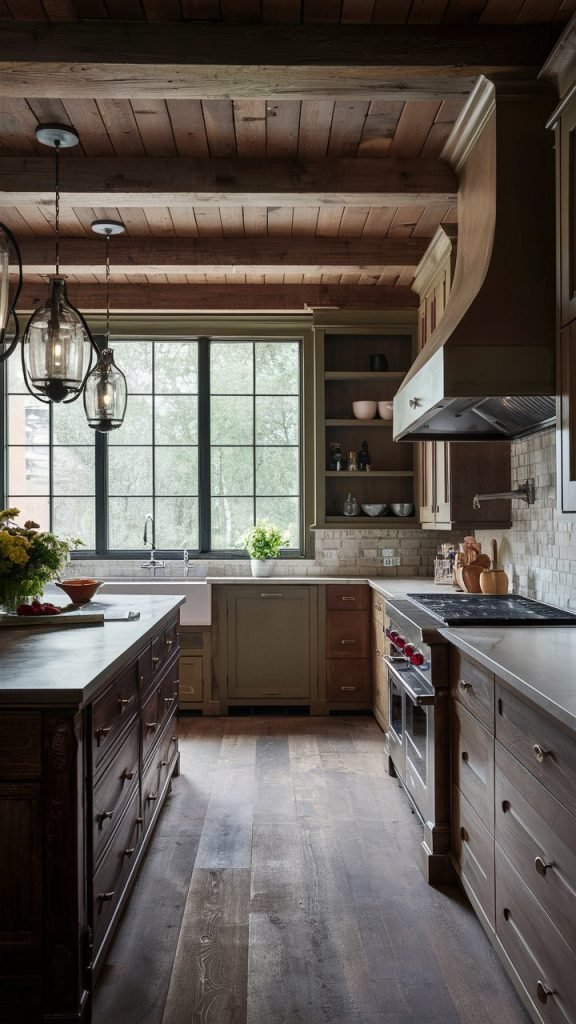 modern kitchen with rustic design