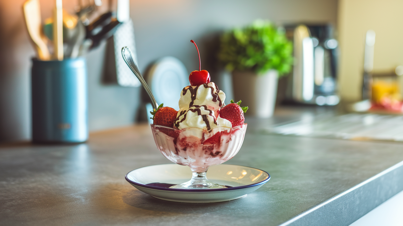 strawberry ice cream sundae