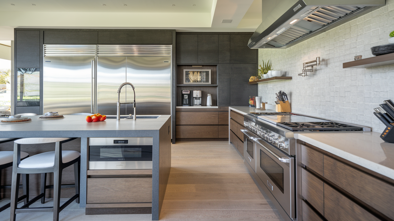 a modern kitchen in a million dollar home
