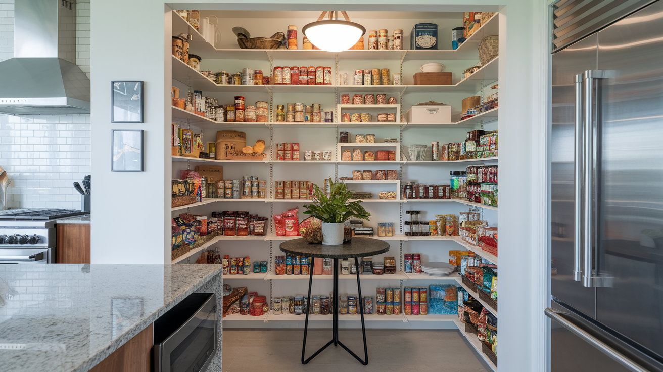 an organized kitchen pantry