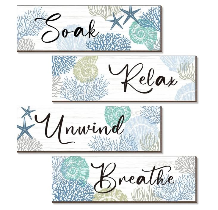 Beach Bathroom Wall Decor - Set of Four