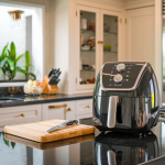 an air fryer on a counter in the kitchen
